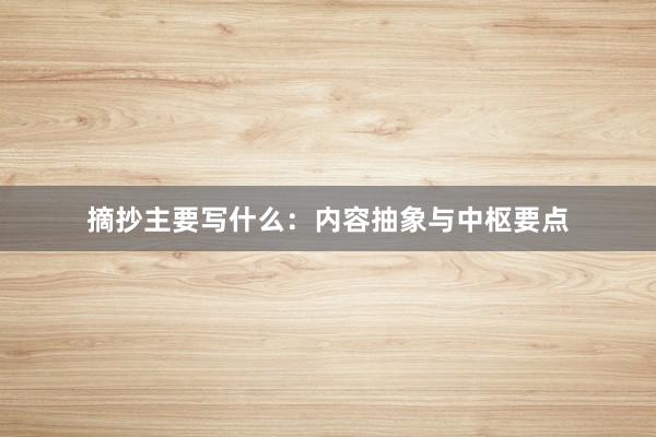 摘抄主要写什么：内容抽象与中枢要点