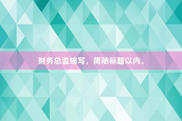 财务总监缩写，简陋标题以内。